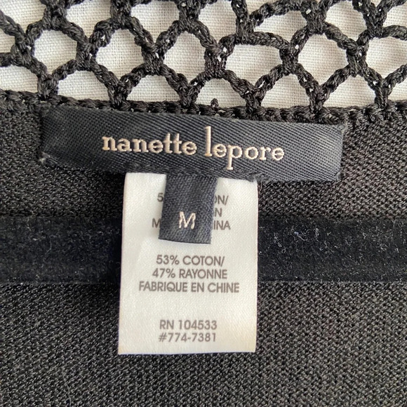 NANETTE LEPORE abstract floral cotton rayon dress black sz M - Picture 8 of 11